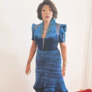 Velvet Asymmetrical Cocktail Dress With Beading